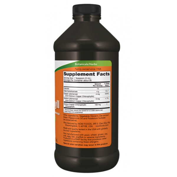 Zusammensetzung NOW Foods Chlorophyll Flüssigkeit 473ml Minze