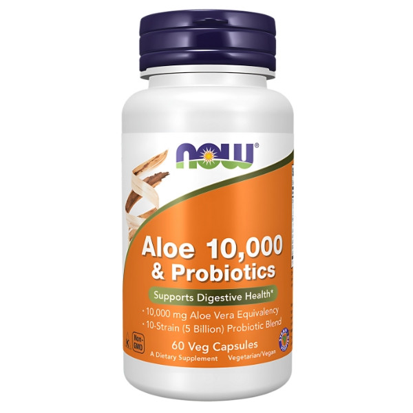 NOW Foods Aloe 10,000 & Probiotics 60 kaps. Vege
