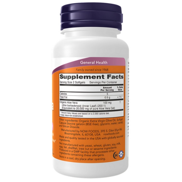 Skład produktu NOW Foods Aloe Verva 10,000 250 kaps. Softgels