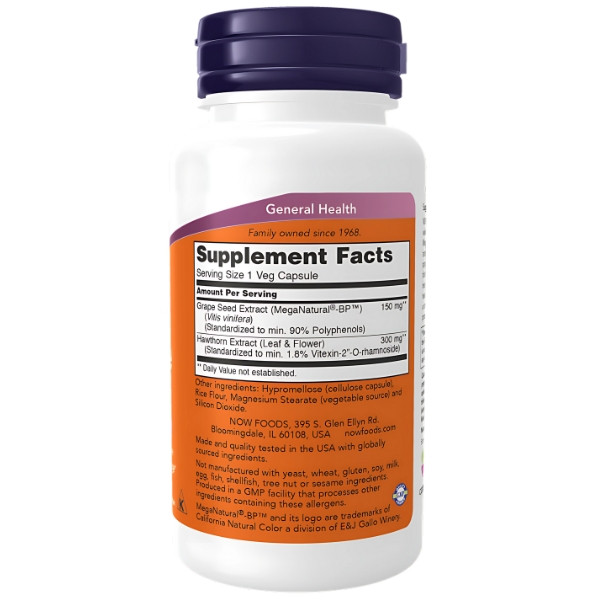 Product composition NOW Foods Blood Pressure Health 90 caps. Vege
