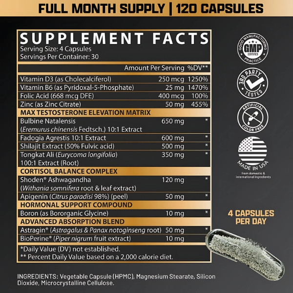 Product composition Nutrex Alpha-T Magnum 120 caps. Vege
