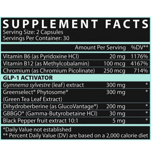 Product composition Nutrex Burn30 GLP1+ 60 caps.