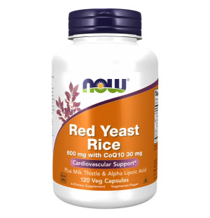 NOW Foods Red Yeast Rice 600mg CoQ10 30mg 120 kaps. Vege