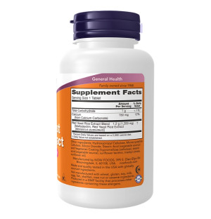 Product composition NOW Foods Red Yeast Rice 1200mg 60 tabs.