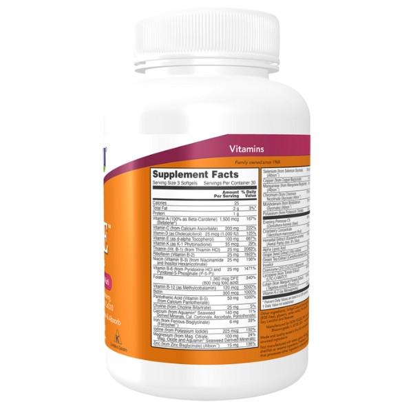 Zusammensetzung NOW Foods Eve Women's Multiple Vitamin 180 kaps. Softgels