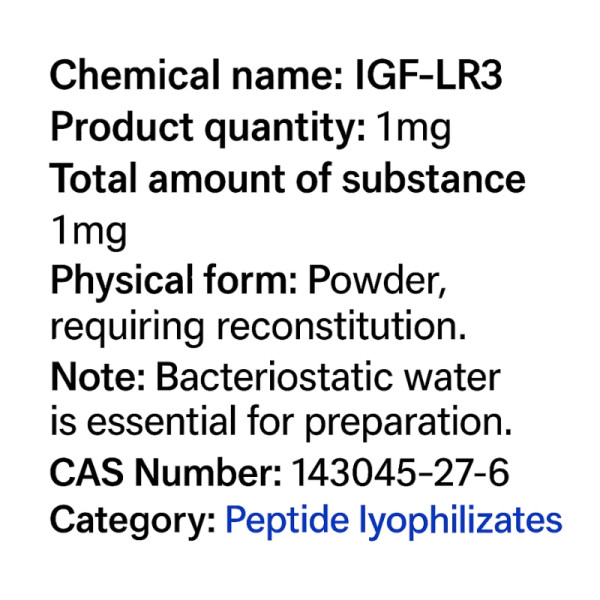 Detailed information Powerock Pharma IGF-LR3 1mg ★