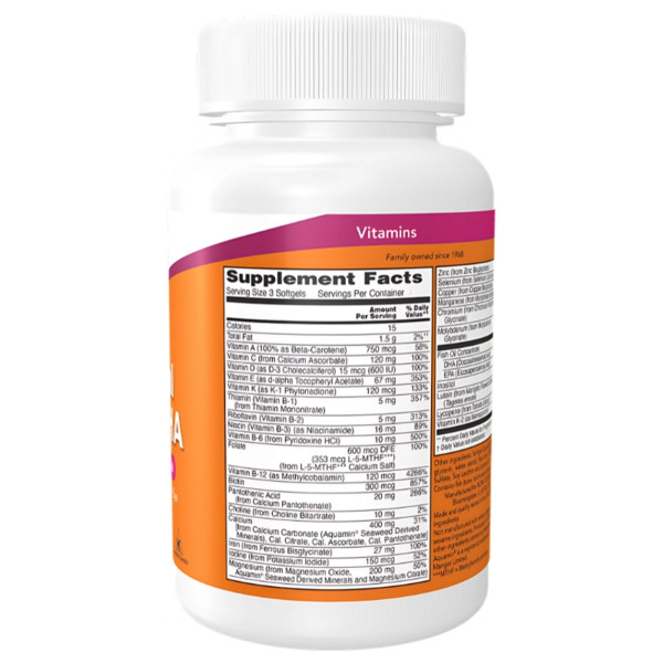 Zusammensetzung NOW Foods Prenatal Gels + DHA 180 kaps. Softgels