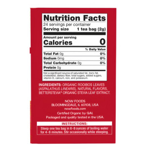 Zusammensetzung NOW Foods Better Off Red Rooibos Tee Zitrone mit Vanille 24 stk. 48g