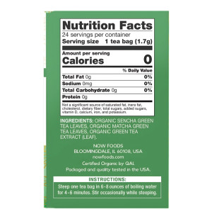 Zusammensetzung NOW Foods Green Kick Bio-Tee 24 stk. 41g
