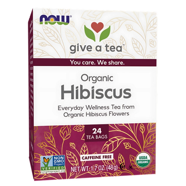 NOW Foods Hibiskus Organiczna Herbata 24 tb. 48g