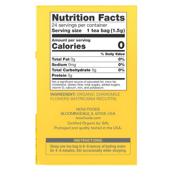 Zusammensetzung NOW Foods Bio-Kamillentee 24 stk. 36g