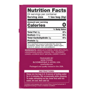 Zusammensetzung NOW Foods Heavenly Hip Hibiscus Bio-Tee 24 stk. 48g