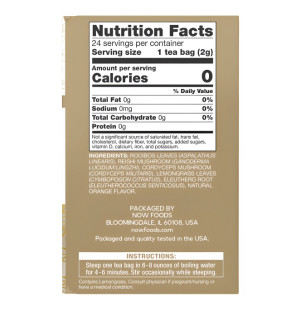 Product composition NOW Foods Rooibos Reishi Mushroom Tea 24 ct. 48g