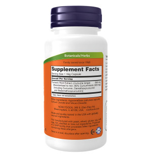Product composition NOW Foods Turmeric Curcumin 120 caps. Vege