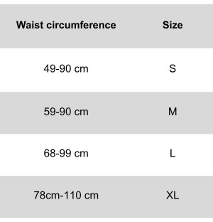 Size chart Genius Lifting Belt GG-4