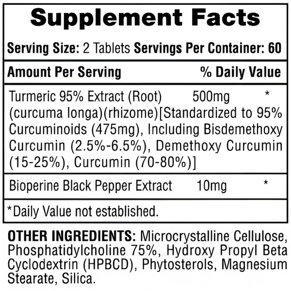 Skład produktu Hi-Tech Pharma Turmeric 95 120 tabl.