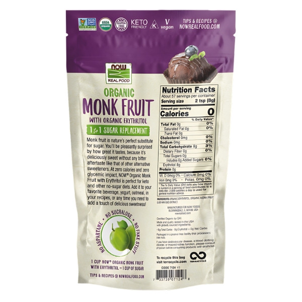Product composition NOW Foods Monk Fruit with Erythritol 454 g