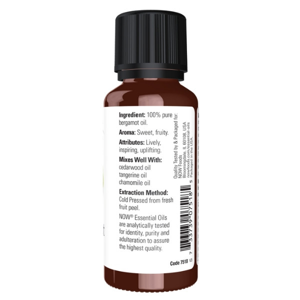 Zusammensetzung NOW Foods Bergamot – Bergamotteöl 30 ml
