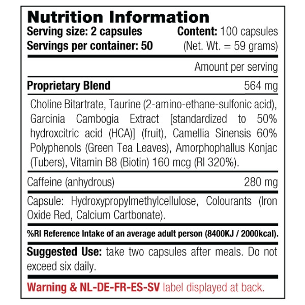 Product composition Stacker2 7-Phenyl Stack 100 caps. USA