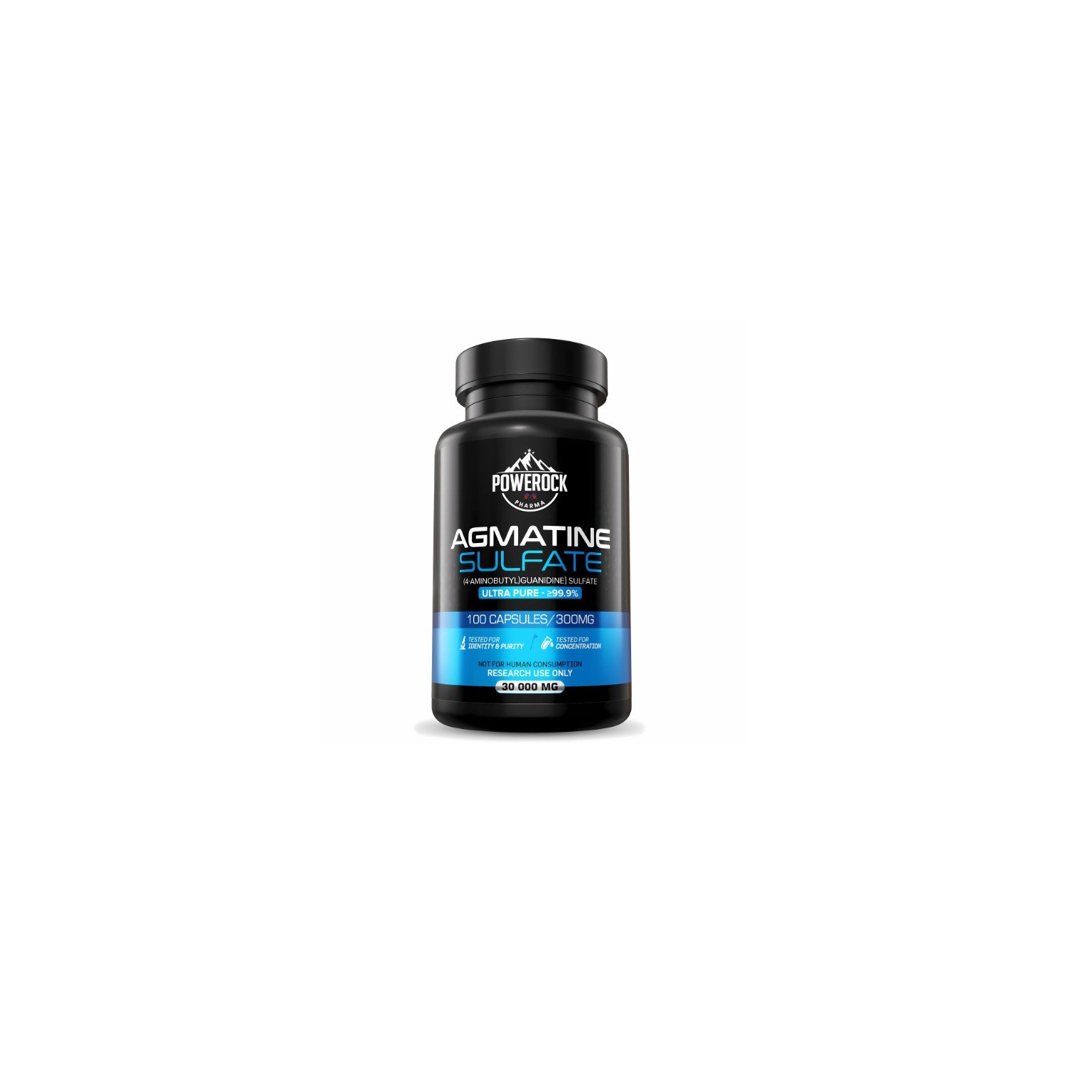 Powerock Pharma Agmatine Sulfat Flasche, 100 Kapseln à 300 mg, ≥99,9% Reinheit, nur für Forschung