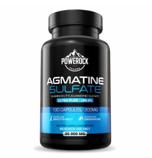Powerock Pharma Agmatine Sulfate 100 kapsułek po 300 mg, ultra czystość ≥99,9%, do badań