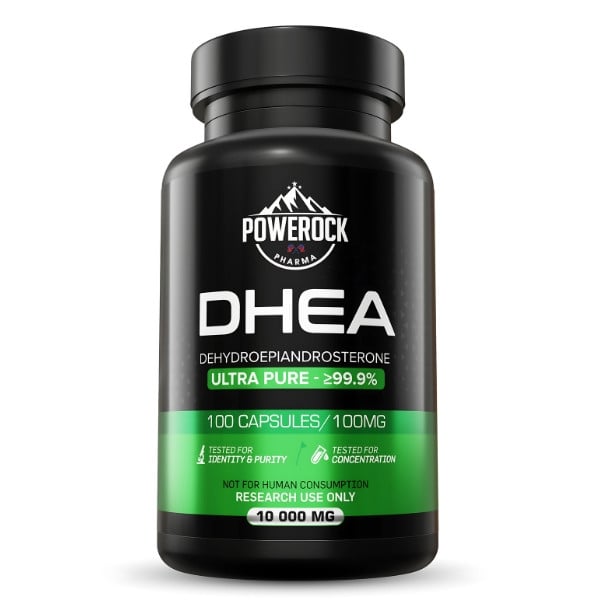 Powerock Pharma DHEA 100 kapsułek po 100 mg, ultra czystość ≥99,9%, dehydroepiandrosteron do badań