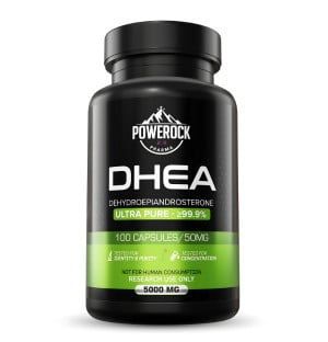 Powerock Pharma DHEA 100 Kapseln à 50 mg, ≥99,9% Reinheit, Dehydroepiandrosteron nur für Forschungszwecke
