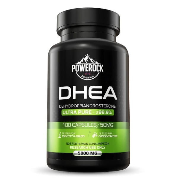 Powerock Pharma DHEA 100 kapsułek po 50 mg, ultra czystość ≥99,9%, dehydroepiandrosteron do badań