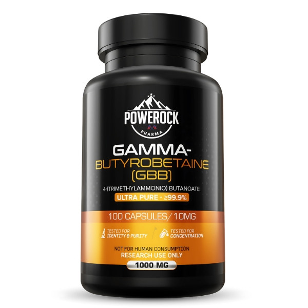 Powerock Pharma Gamma-Butyrobetaine (GBB) 100 Kapseln à 10 mg, ≥99,9% Reinheit, nur für Forschungszwecke