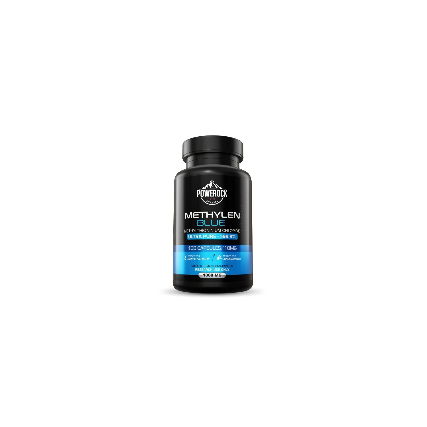 Powerock Pharma Methylenblau 100 Kapseln à 10 mg, ≥99,9% Reinheit, Methylenblau nur für Forschungszwecke