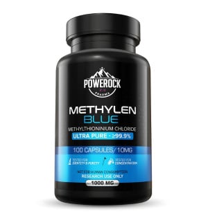 Powerock Pharma Methylen Blue 100 kapsułek po 10 mg, ultra czystość ≥99,9%, metylenowy błękit do badań