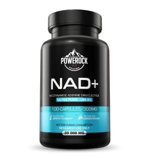 Powerock Pharma NAD+ 100 kapsułek po 300 mg, ultra czystość ≥99,9%, dinukleotyd nikotynoamidoadeninowy do badań