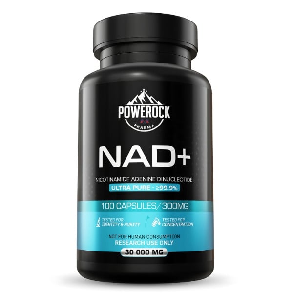 Powerock Pharma NAD+ 100 Kapseln à 300 mg, ≥99,9% Reinheit, Nicotinamid-Adenin-Dinukleotid nur für Forschungszwecke