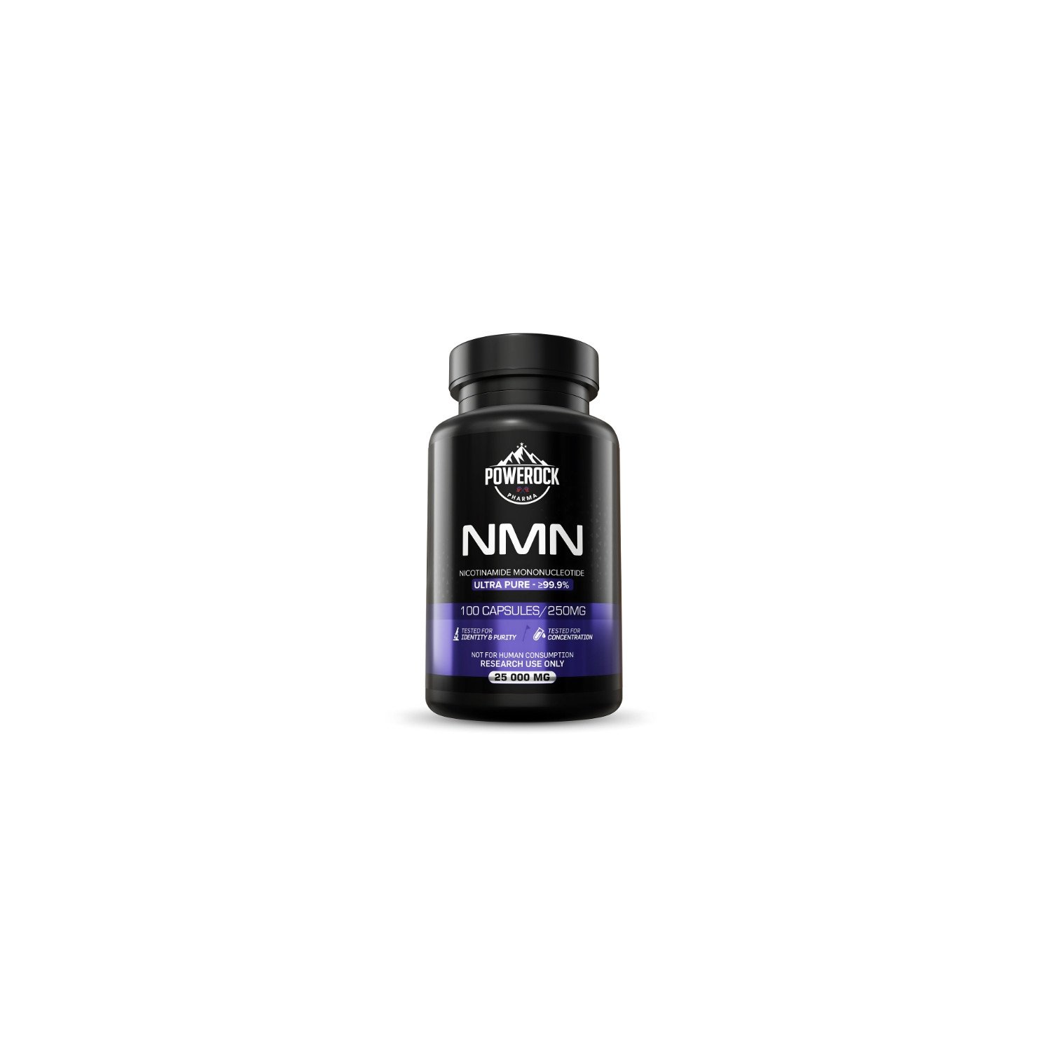 Powerock Pharma NMN 100 capsules 250 mg, ultra pure ≥99.9%, nicotinamide mononucleotide for research use
