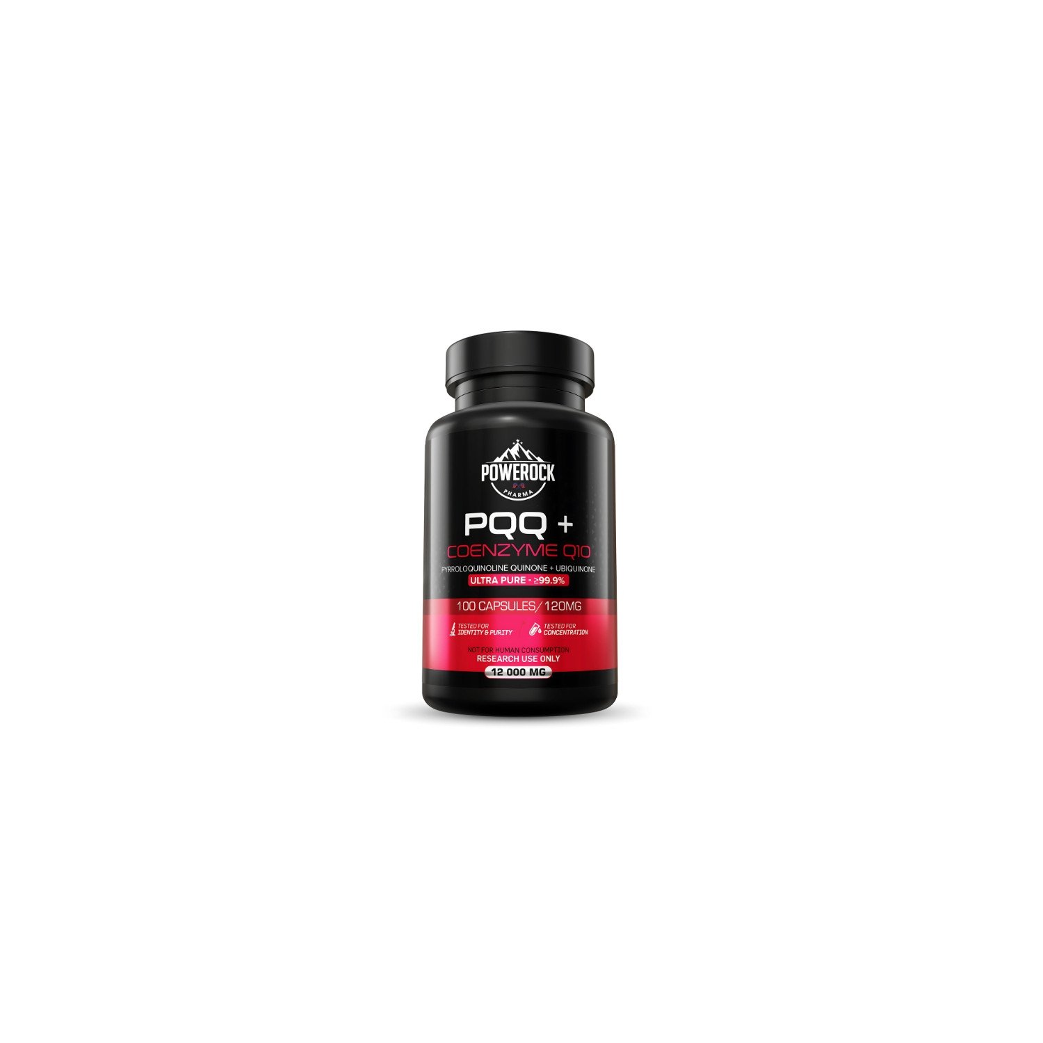 Powerock Pharma PQQ + Coenzym Q10 120 mg 100 Kapseln – ultrarein ≥99,9%, nur zu Forschungszwecken