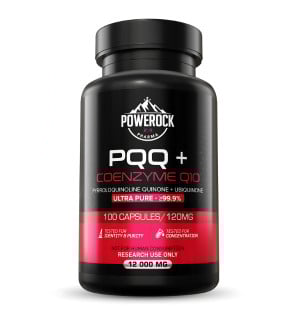 Powerock Pharma PQQ + Coenzym Q10 120 mg 100 Kapseln – ultrarein ≥99,9%, nur zu Forschungszwecken