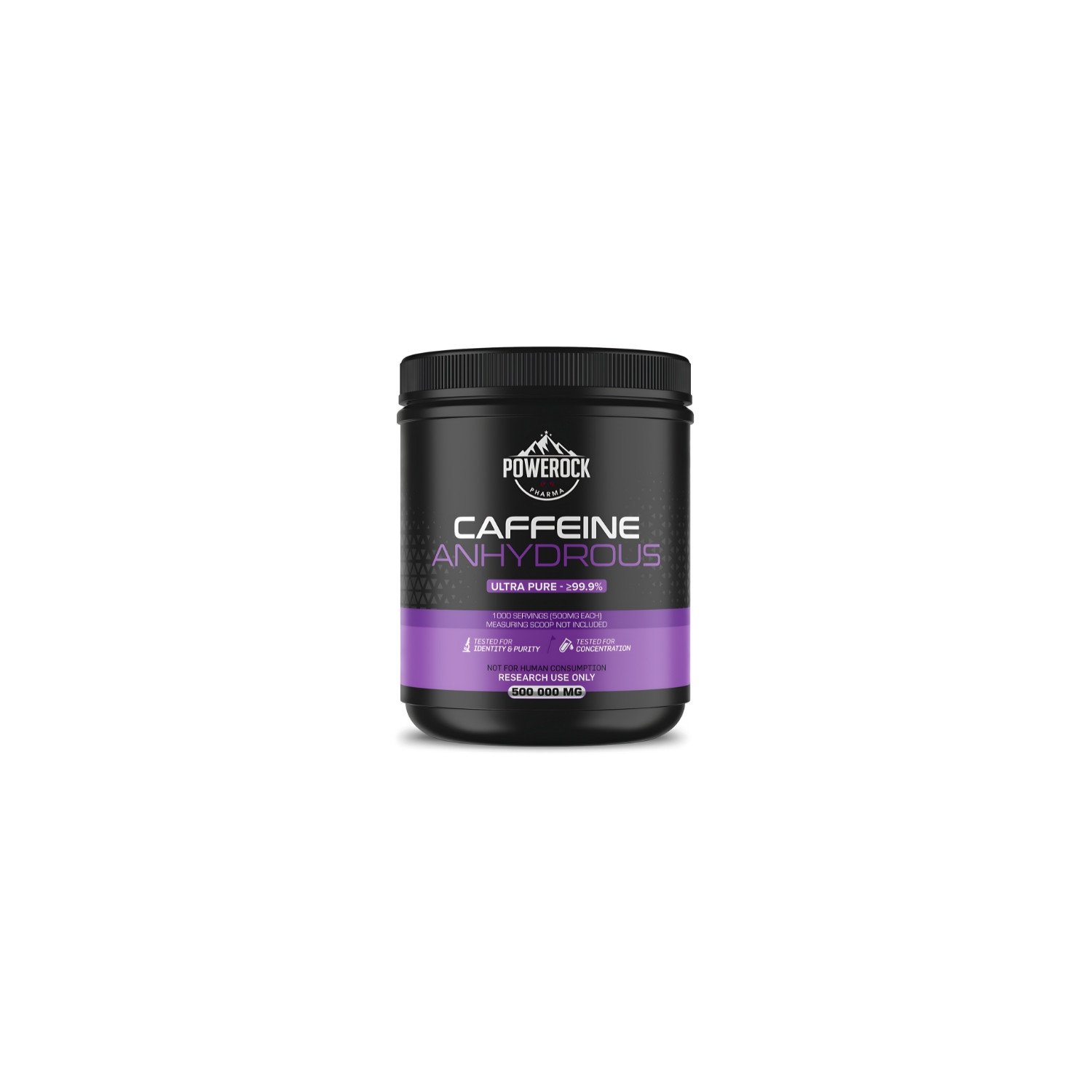 Powerock Pharma Caffeine Anhydrous 500 000 mg, ultra czystość ≥99,9%, bezwodna kofeina w proszku do badań