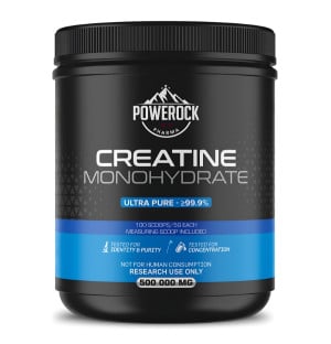Powerock Pharma Kreatin Monohydrat 500.000 mg, ≥99,9% Reinheit, Pulver nur für Forschungszwecke