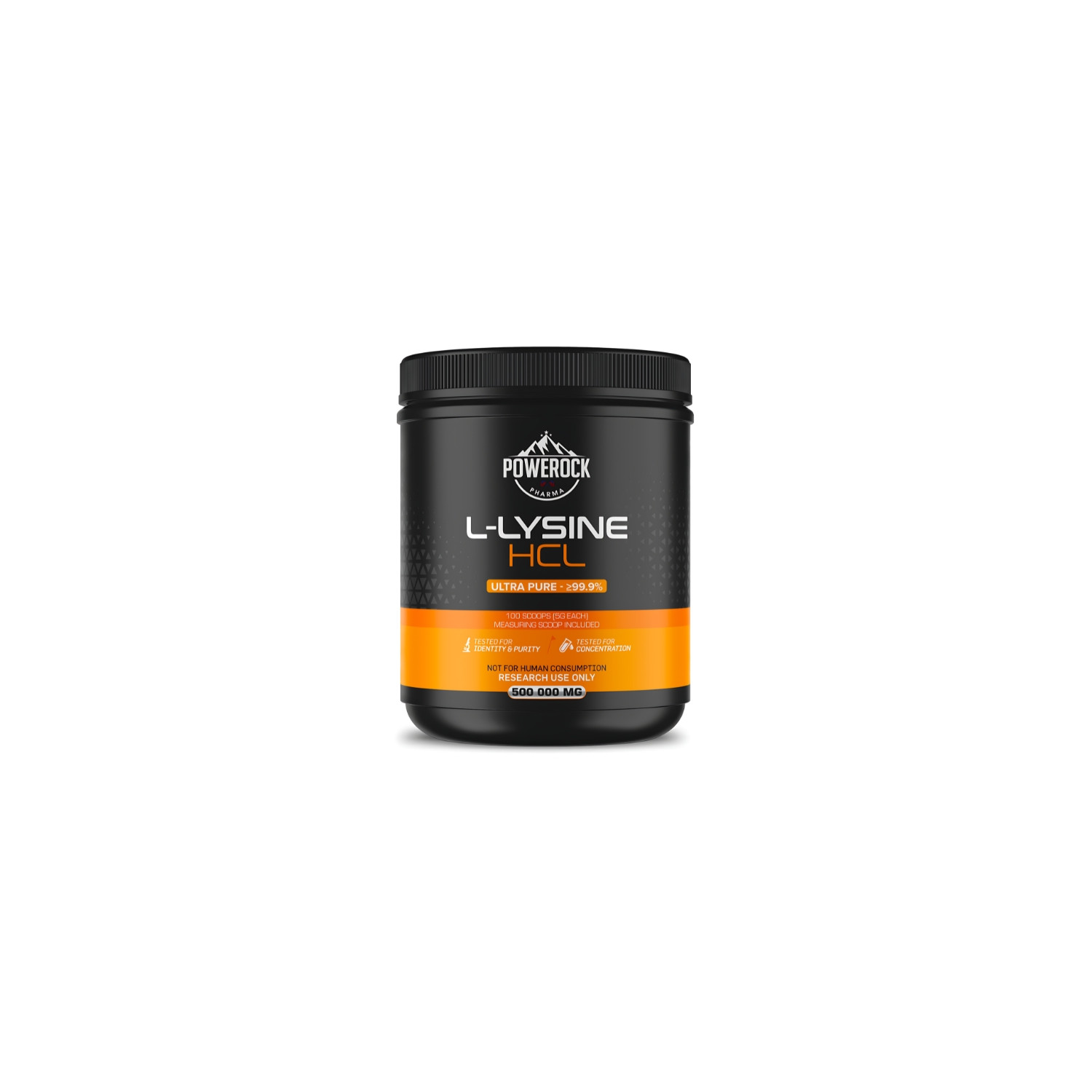 Powerock Pharma L-Lysine HCL 500 000 mg, ultra czystość ≥99,9%, chlorowodorek lizyny w proszku do badań