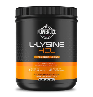 Powerock Pharma L-Lysine HCL 500,000 mg, ultra pure ≥99.9%, lysine hydrochloride powder for research use