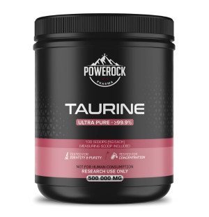 Powerock Pharma Taurine 500,000 mg – ultra pure taurine ≥99.9%, 100 servings of 5 g, for laboratory research only