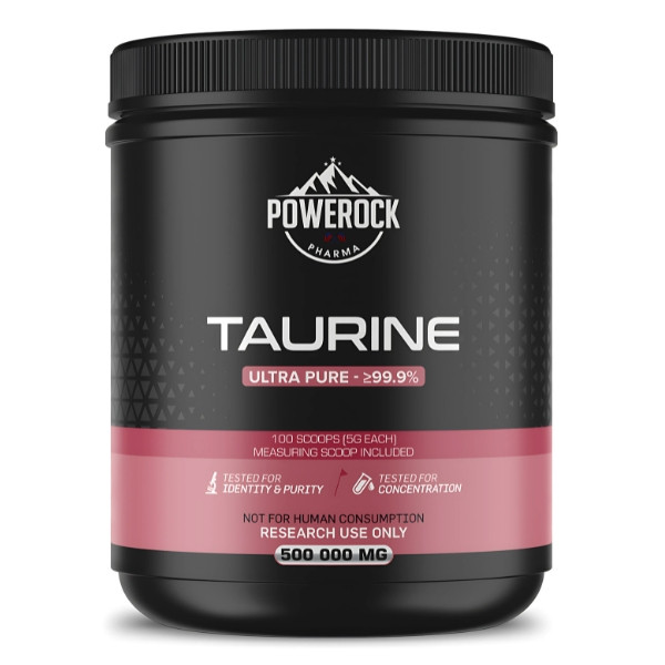 Powerock Pharma Taurin 500.000 mg – ultrareines Taurin ≥99,9 %, 100 Portionen à 5 g, nur für Forschungszwecke