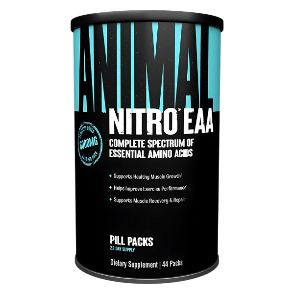 Universal Animal Nitro EAA packaging – 6000 mg of essential amino acids per serving, 44 packs, dietary supplement
