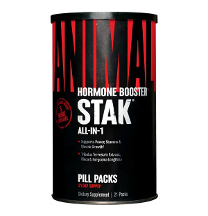 Universal Animal STAK supplement – hormone booster in pill packs, supports testosterone, strength, and endurance, 21-day supply