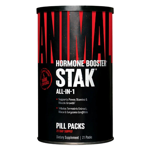 Universal Animal STAK supplement – hormone booster in pill packs, supports testosterone, strength, and endurance, 21-day supply