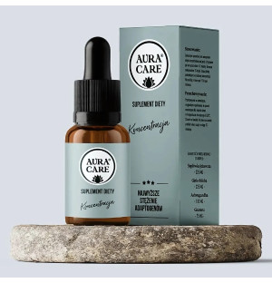 Aura Care Concentration 15 ml - Nahrungsergänzungsmittel mit Adaptogenen zur Unterstützung der Konzentration