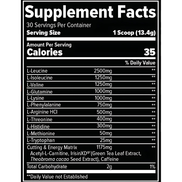 Composition FINAFLEX Redefine EAA Hardcore supplement - EAA content, energy matrix with caffeine and l-carnitine