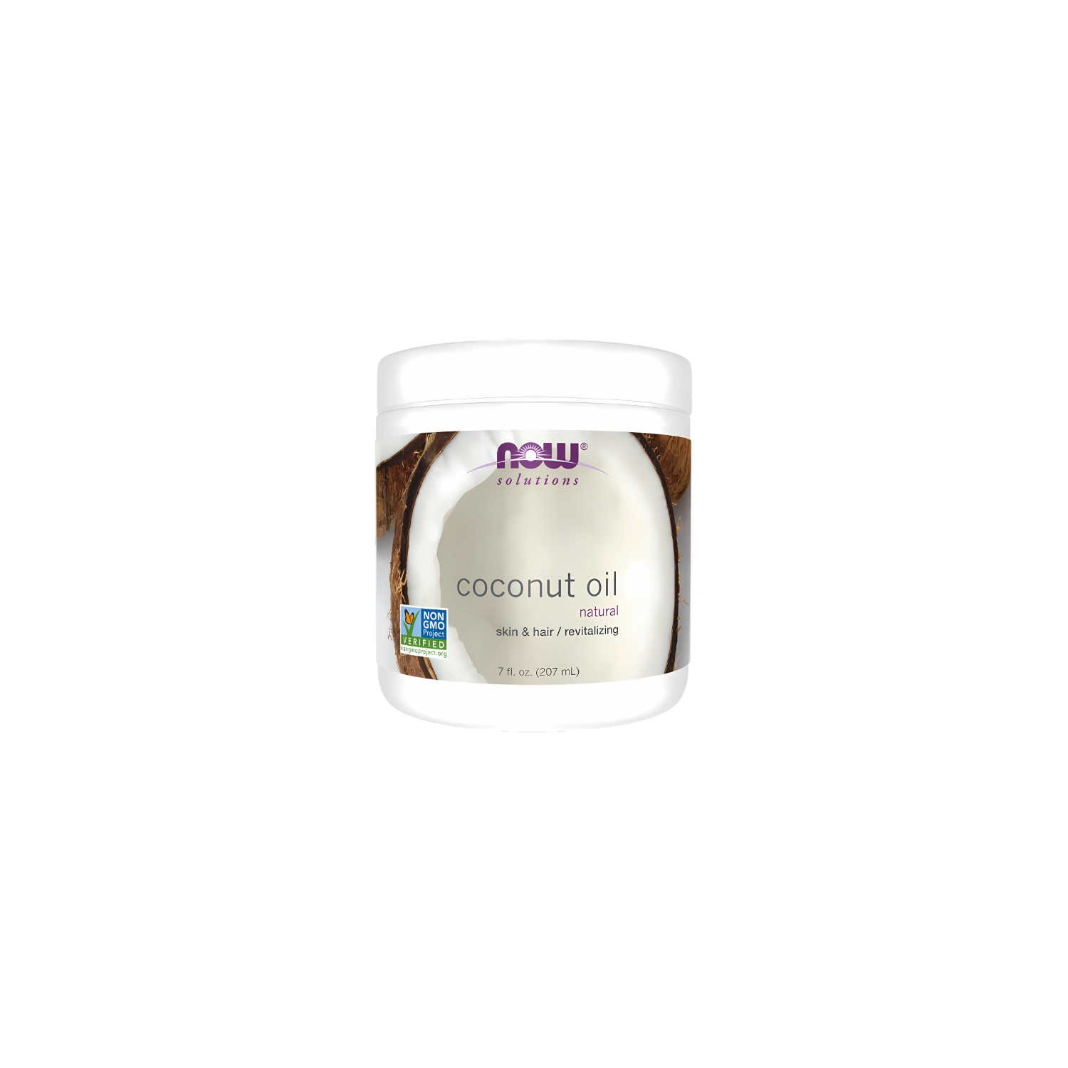 Natural coconut oil NOW Foods 207 ml for skin and hair, unrefined, non-GMO, vegan cosmetic