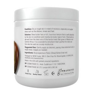 Naturalne masło shea NOW Foods 454 g – skład: Butyrospermum Parkii, wegańskie, nietestowane na zwierzętach, do skóry i włosów