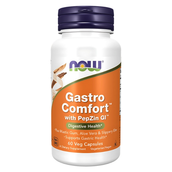Gastro support with PepZin GI™, mastic gum, aloe vera and slippery elm. Vegan formula, 60 capsules